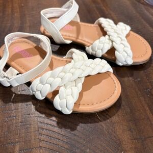 Little‎ Kid Girls White Braided Strap Sandals Adjustable Buckle Closure